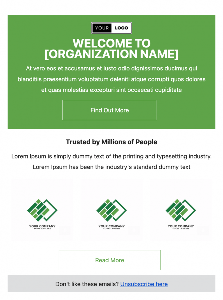 organization welcome email